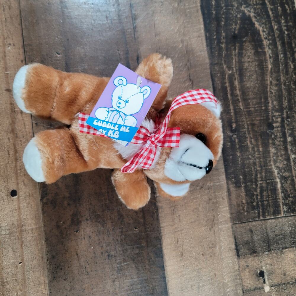 Vintage K.B. Bros. Brown Plush Bear with Red Bow